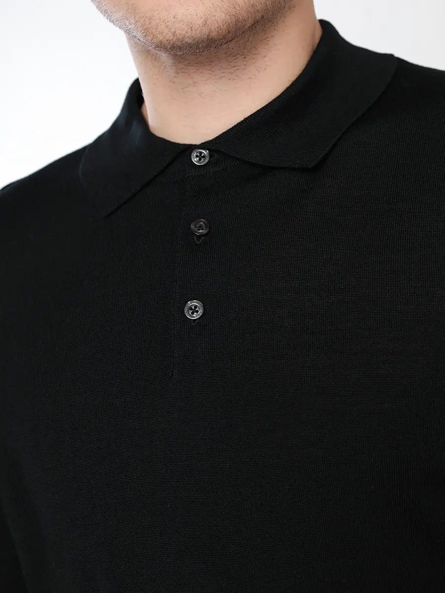 Джемпер-поло черного цвета из шерсти
